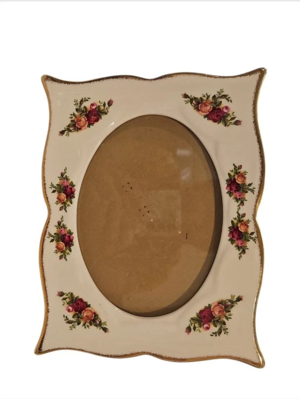 Vintage Royal Albert Old Country Roses Scalloped China Picture Frame - England